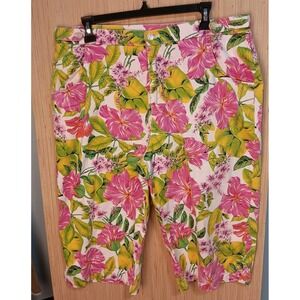 Vintage Cappagallo Womens Sz 16 Floral Capri/Long Short Bright‎ Colors High Rise